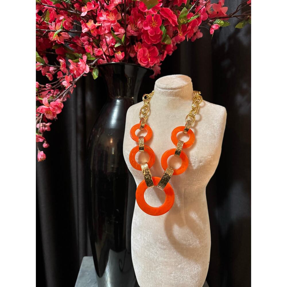 Orange Resin Statement Necklace